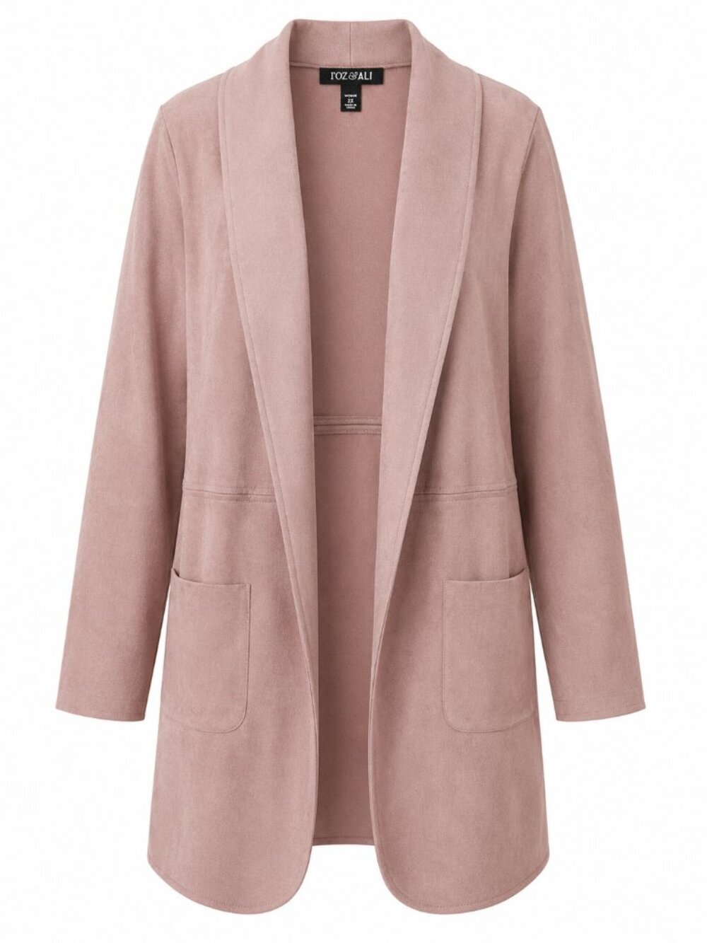🌸 NWT Roz & Ali Faux Suede Open Front Duster Jacket – Size 2X 🌸